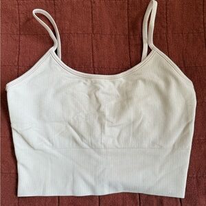Athleta Cream Ribbed Sports Bra